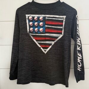 Tek Gear Kids Long Sleeve Shirt with Baseball Flag Graphic YM